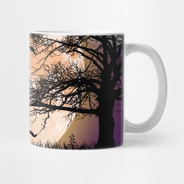 Mystical Witch, Black Cat, Full Moon by HolidayBug